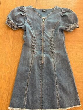 Girls' Denim Puff-Sleeve Dress size 14 truce brand